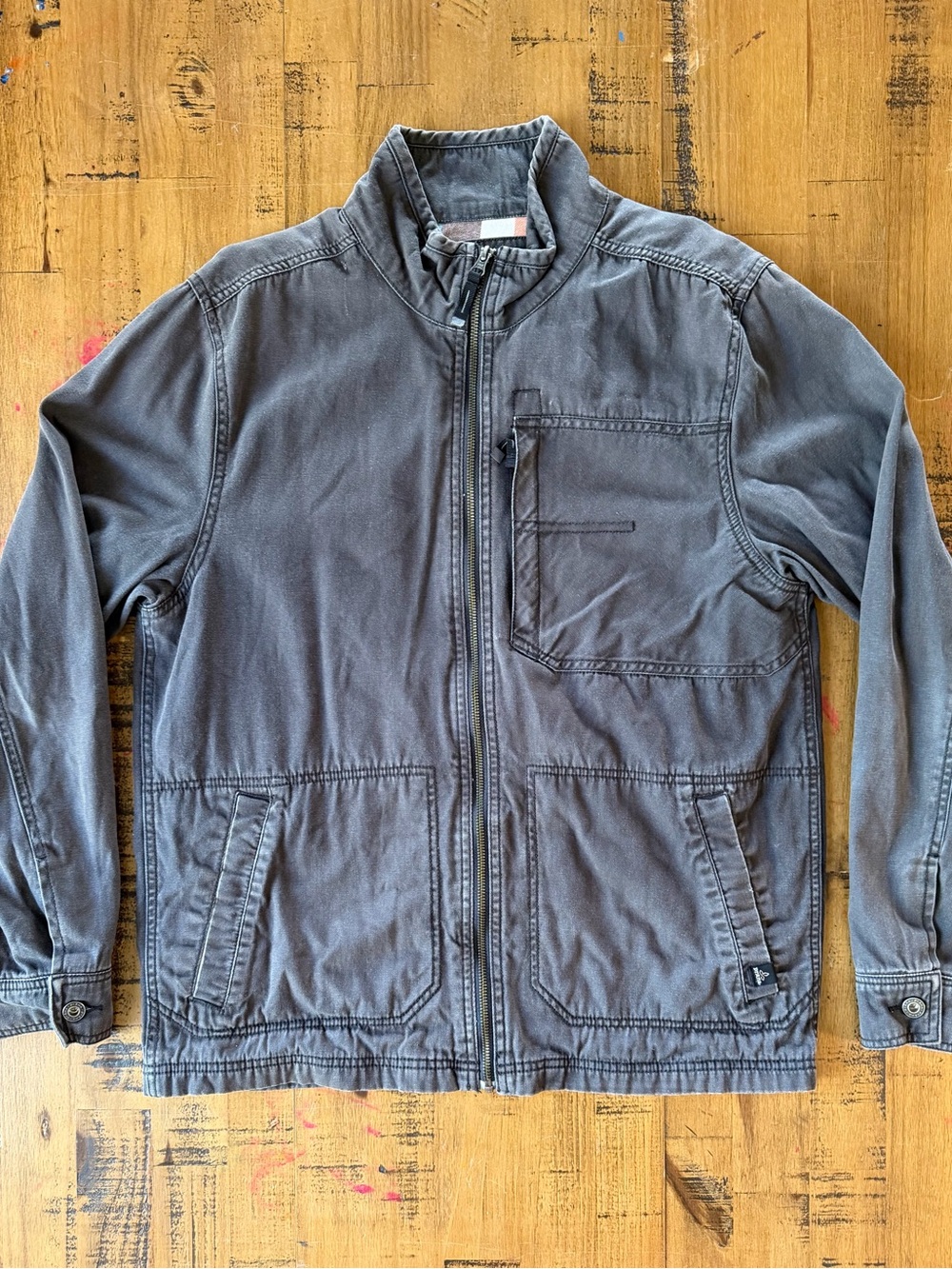 Men’s Prana Washed Gray/Brown Full-Zip Field Jacket